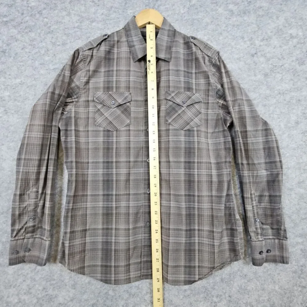 Banana Republic Men's Shirt Size M (15-15 1/2) Brown Plaid Button Up Two Pockets